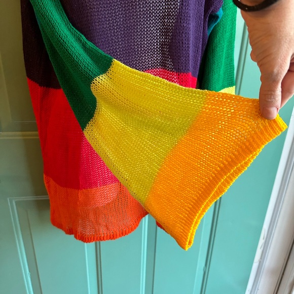 Rainbow Stripe colorful lightweight sweater NWT by Rokoko size small - Picture 2 of 9